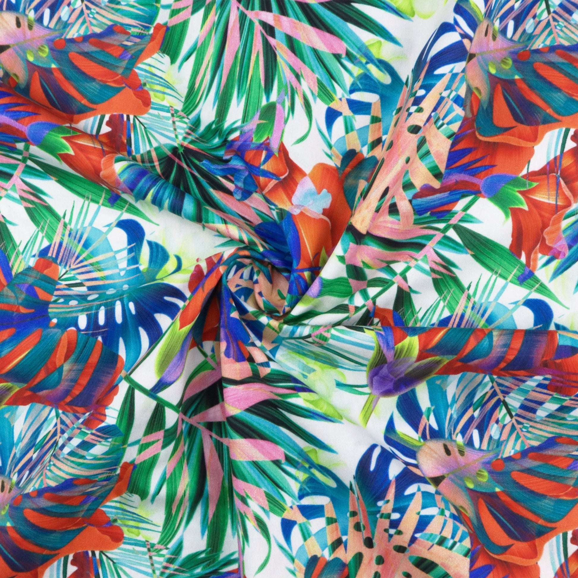 Tropical Prism Garden Poplin Fabric - Kapaas