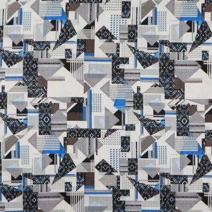 Urban Patchwork Geometry Satin Fabric - Kapaas