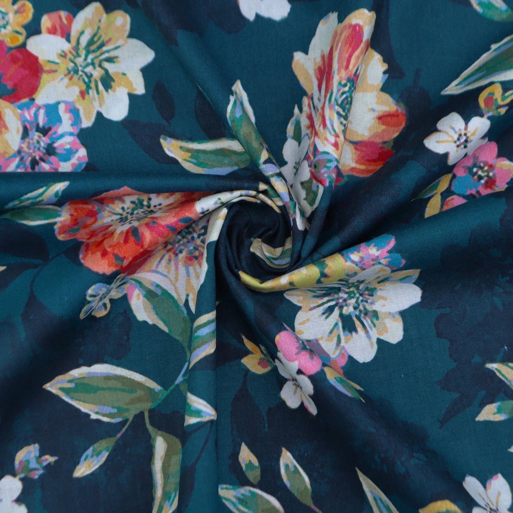 Vintage Blossom Print Cotton Fabric - Kapaas