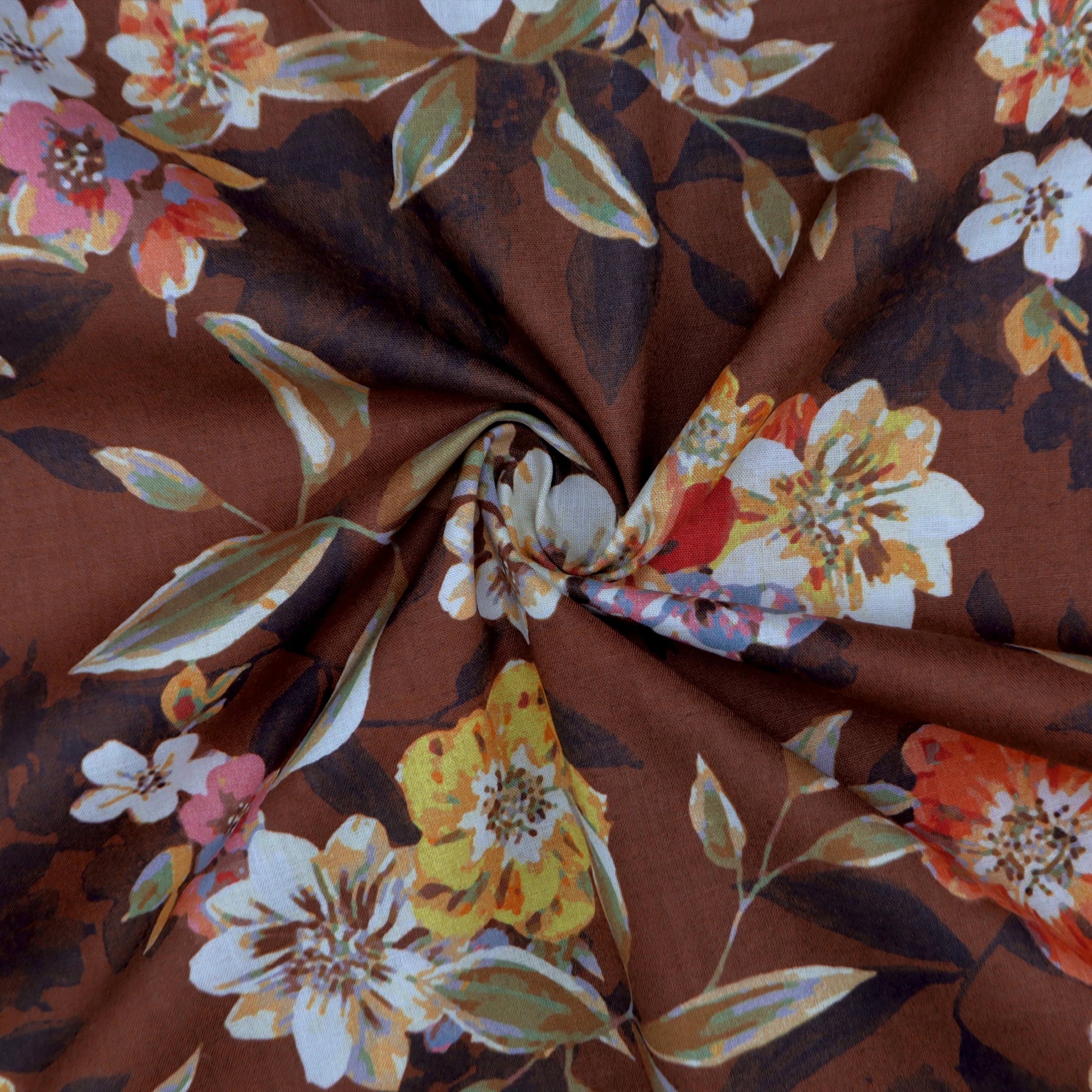 Vintage Blossom Print Cotton Fabric - Kapaas