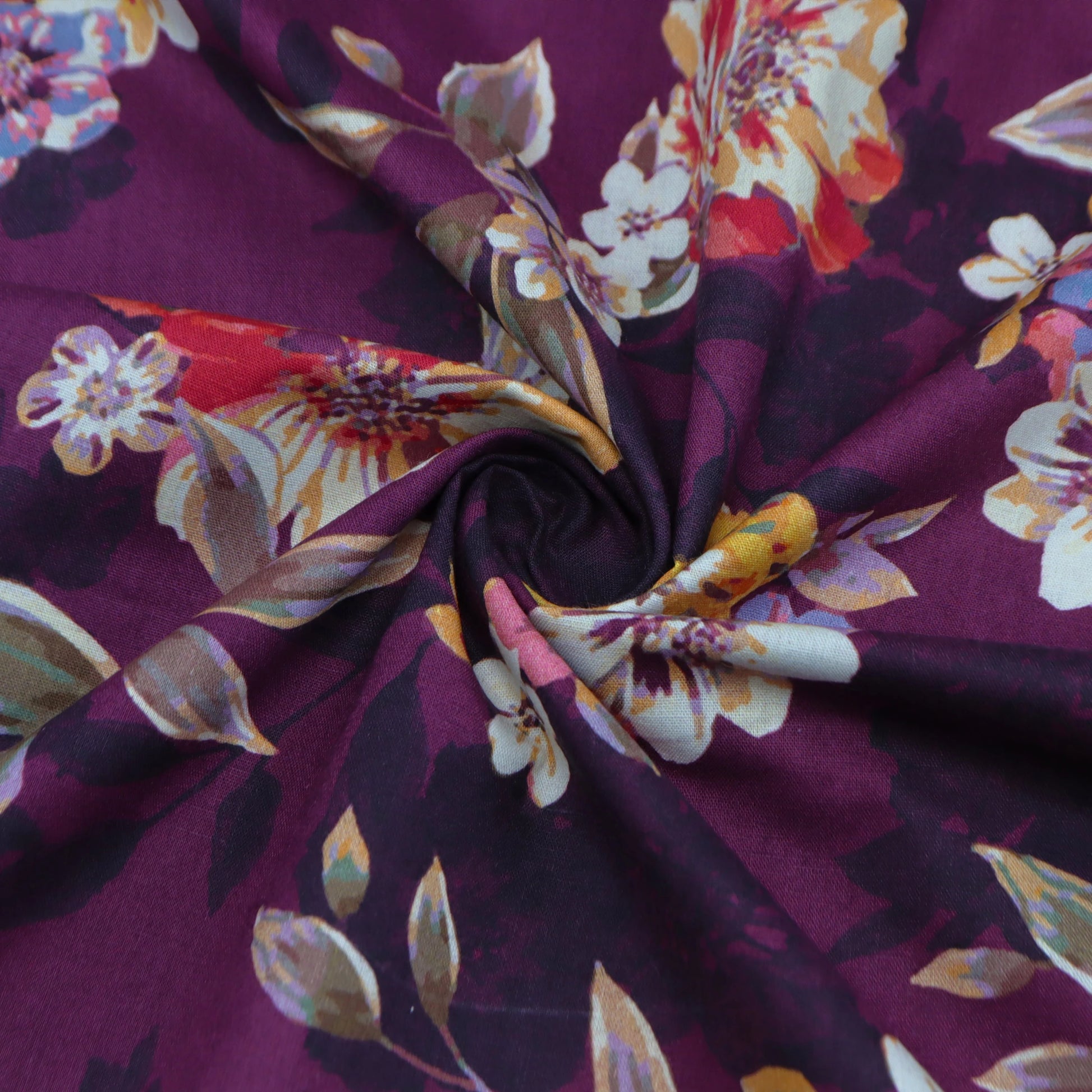 Vintage Blossom Print Cotton Fabric - Kapaas