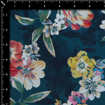 Vintage Blossom Print Cotton Fabric - Kapaas