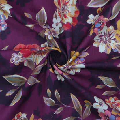 Vintage Blossom Print Cotton Fabric - Kapaas