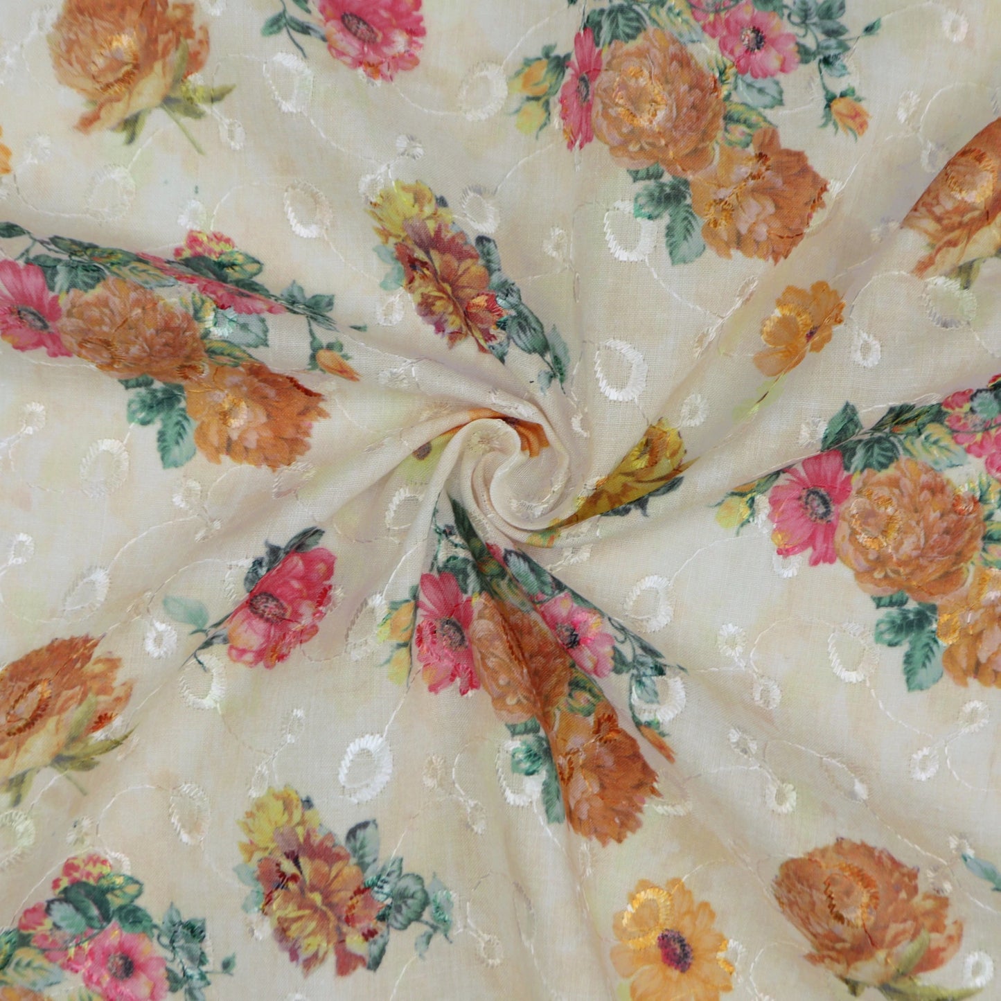 Vintage Garden Print Cotton Fabric - Kapaas