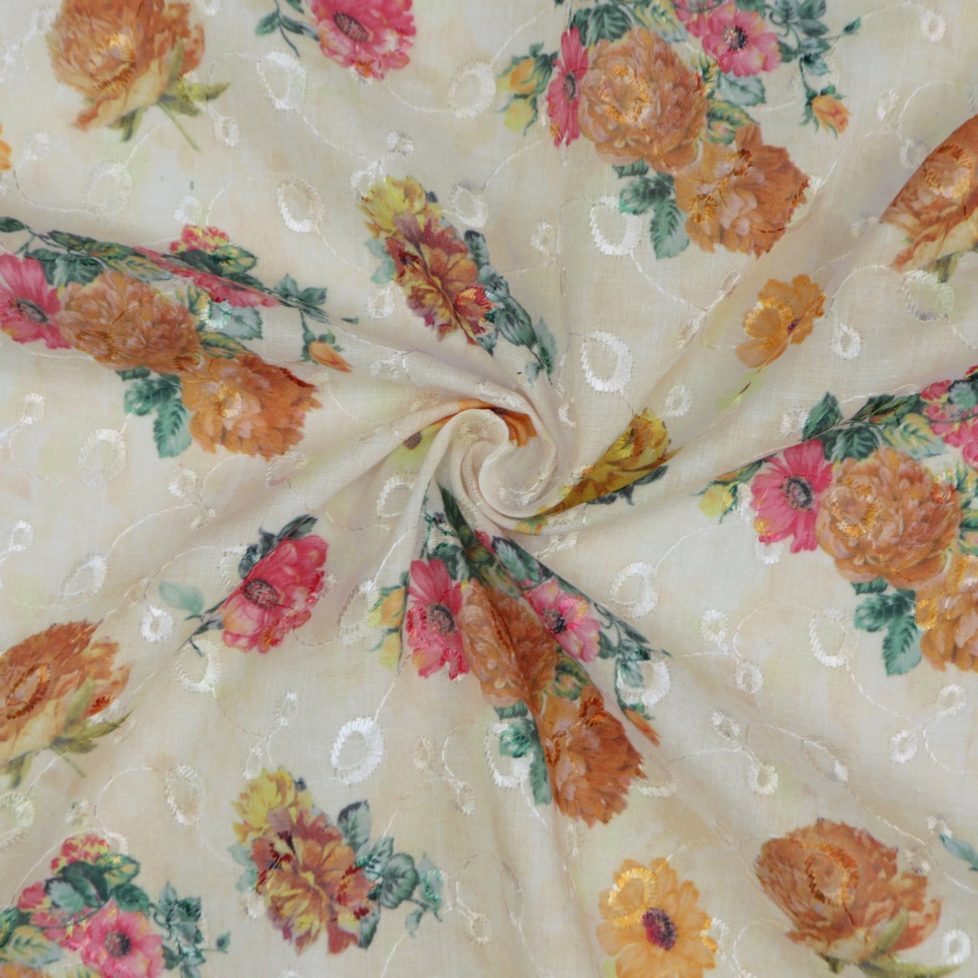 Vintage Garden Print Cotton Fabric - Kapaas
