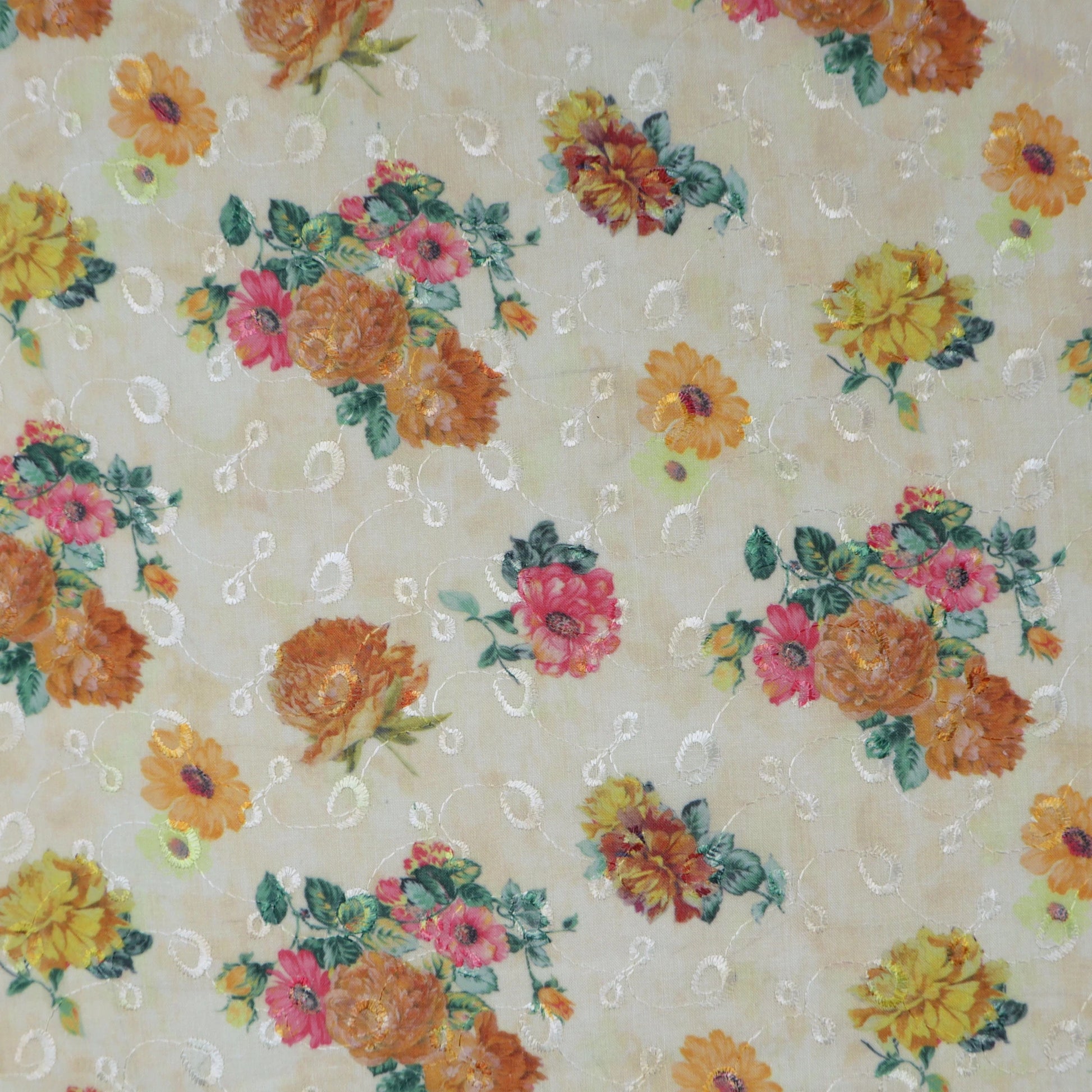Vintage Garden Print Cotton Fabric - Kapaas