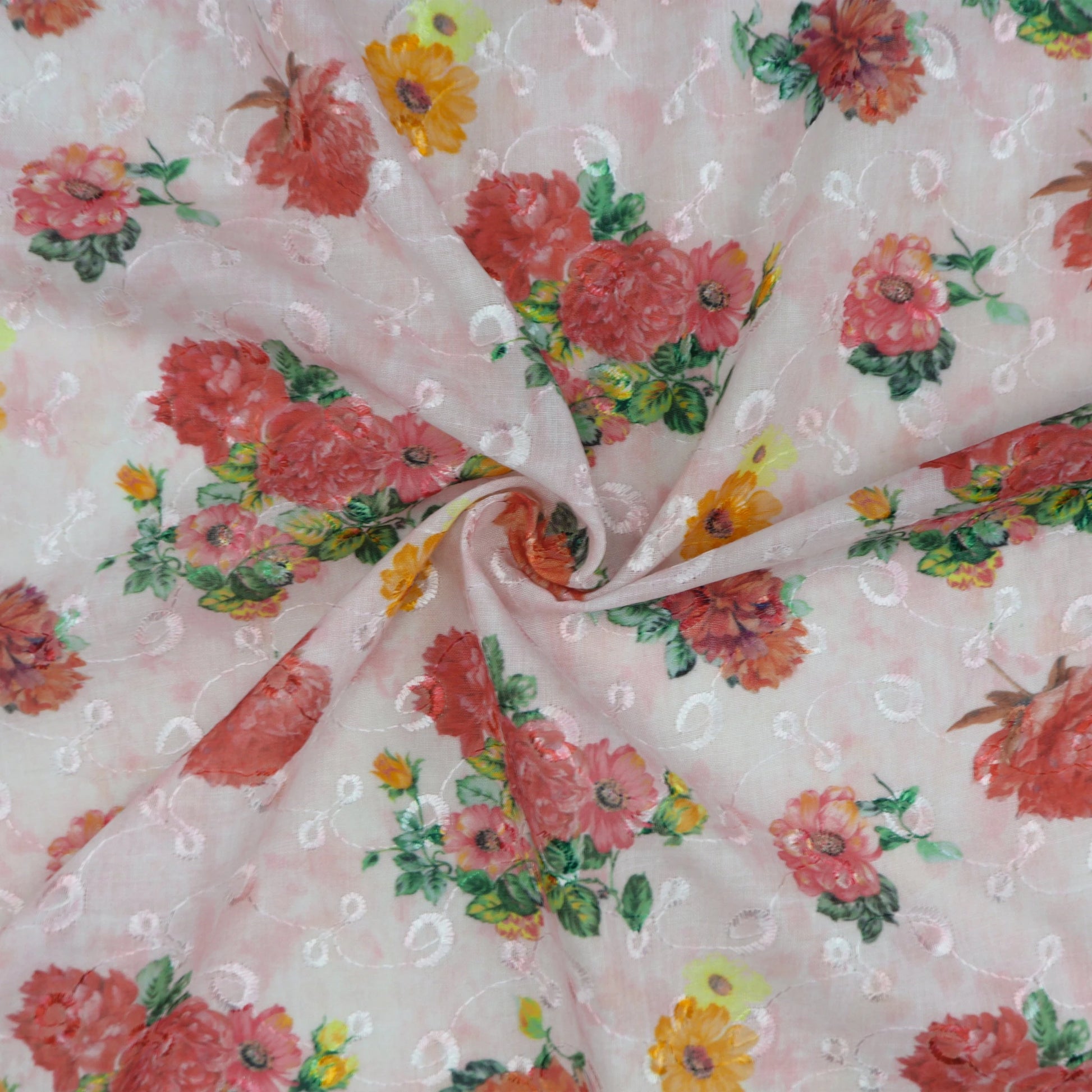 Vintage Garden Print Cotton Fabric - Kapaas