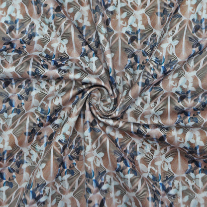 Wave Bloom Abstract Satin Fabric - Kapaas