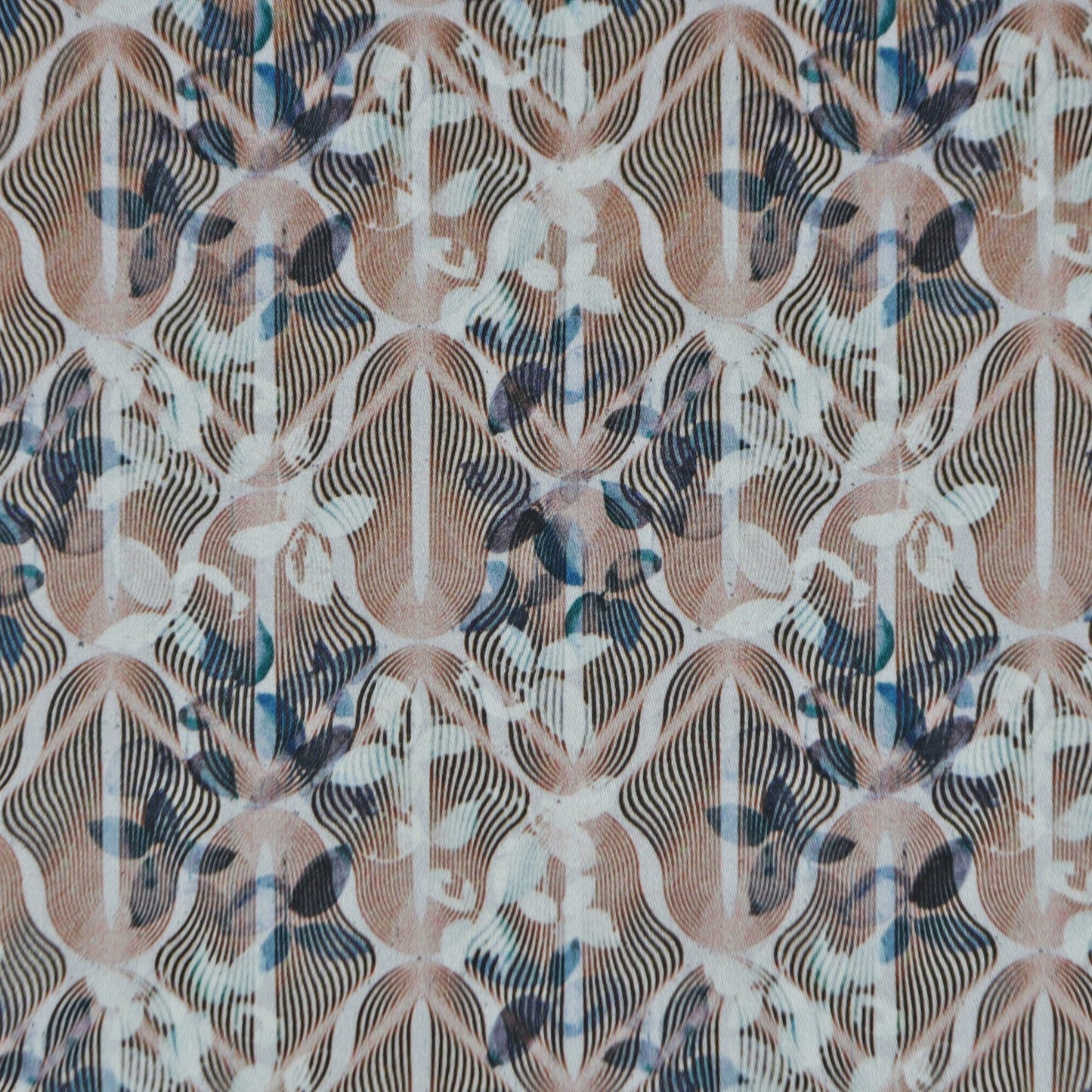 Wave Bloom Abstract Satin Fabric - Kapaas