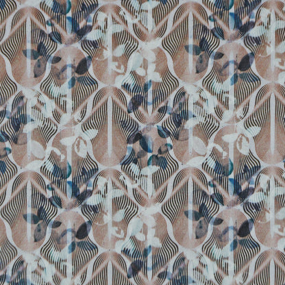 Wave Bloom Abstract Satin Fabric - Kapaas