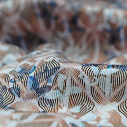 Wave Bloom Abstract Satin Fabric - Kapaas