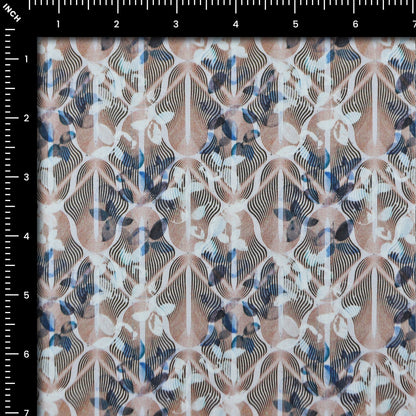 Wave Bloom Abstract Satin Fabric - Kapaas